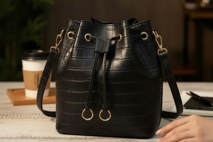 Croco Potli Black Bag